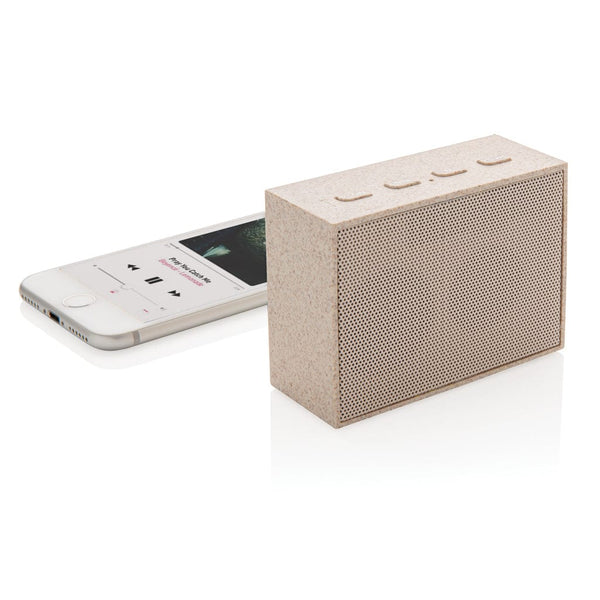 Mini speaker 3W in fibra di grano marrone - personalizzabile con logo