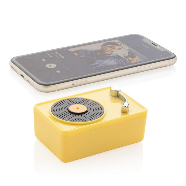 Mini speaker wirelss 3W vintage giallo - personalizzabile con logo