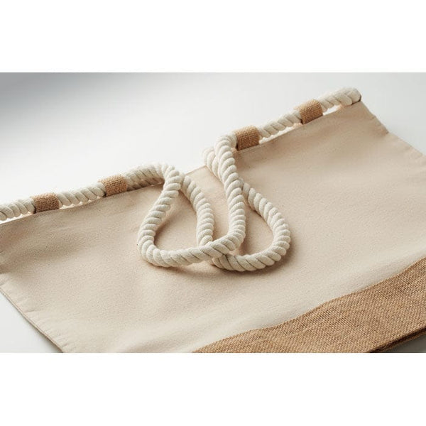 Borsa da spiaggia in tela Beige - personalizzabile con logo