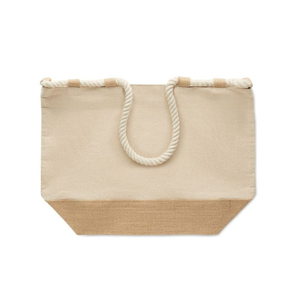 Borsa da spiaggia in tela Beige - personalizzabile con logo