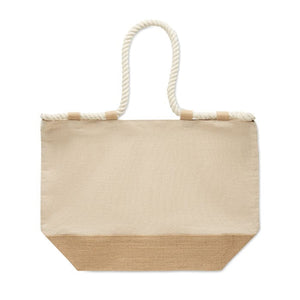 Borsa da spiaggia in tela Beige - personalizzabile con logo