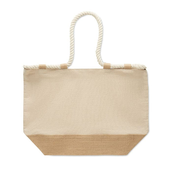 Borsa da spiaggia in tela Beige - personalizzabile con logo