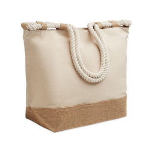 Borsa da spiaggia in tela Beige - personalizzabile con logo