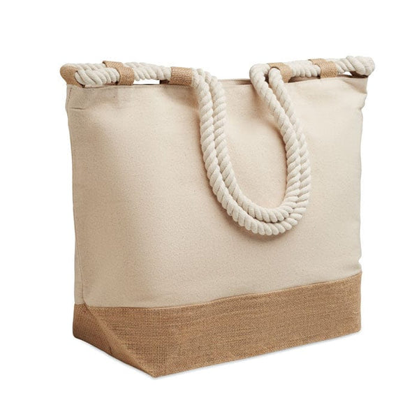 Borsa da spiaggia in tela Beige - personalizzabile con logo