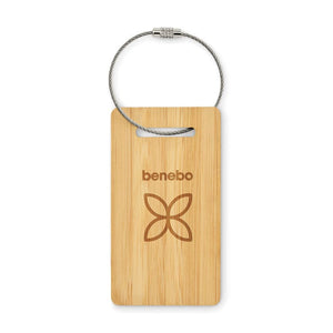 Etichetta bagagli in bambù natural - personalizzabile con logo