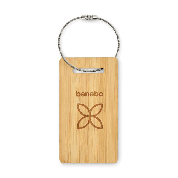Etichetta bagagli in bambù natural - personalizzabile con logo