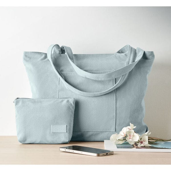 Shopper grande in velluto a coste - personalizzabile con logo