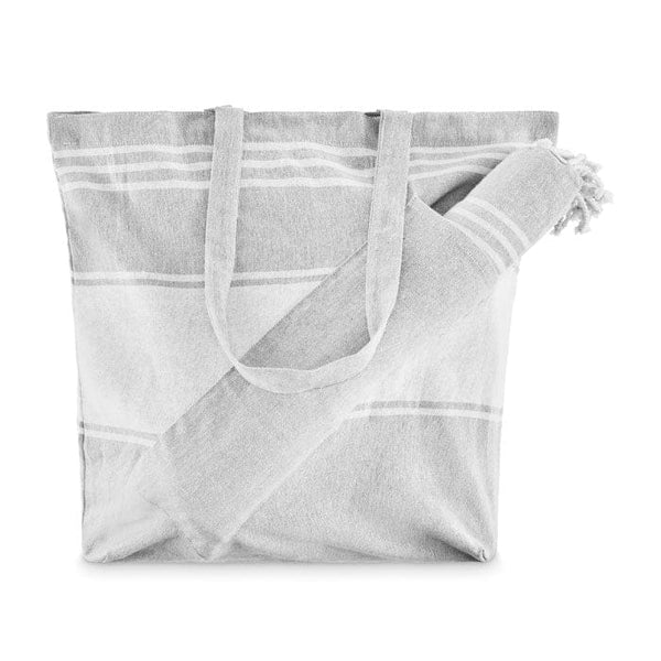 Borsa da spiaggia con telo Grigio - personalizzabile con logo