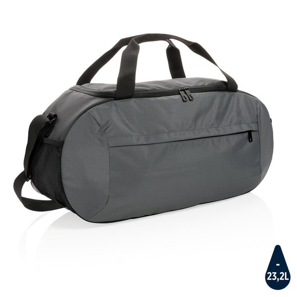 Moderna borsa sportiva RPET Impact AWARE™ grigio scuro - personalizzabile con logo