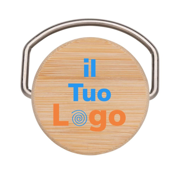 Moderna bottiglia in acciaio con tappo in bambù 700ml - personalizzabile con logo