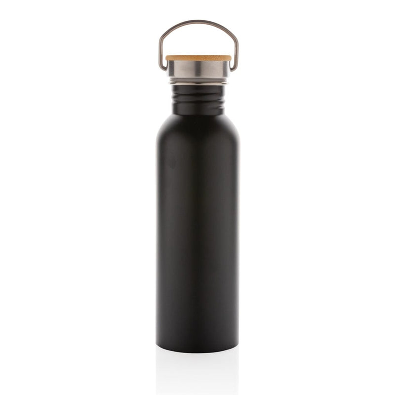 Moderna bottiglia in acciaio con tappo in bambù 700ml - personalizzabile con logo