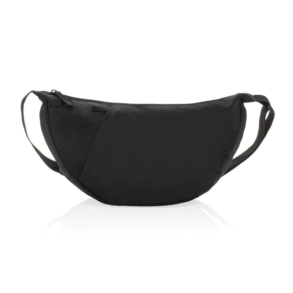 Monospalla marsupio Crescent XL in rPET AWARE™ nero - personalizzabile con logo
