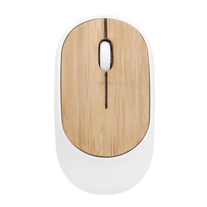 Mouse da viaggio R-ABS e bambù Bianco - personalizzabile con logo