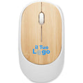Mouse senza fili in bambù bianco - personalizzabile con logo
