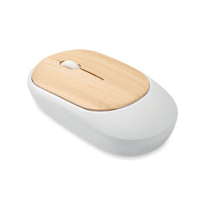 Mouse senza fili in bambù bianco - personalizzabile con logo