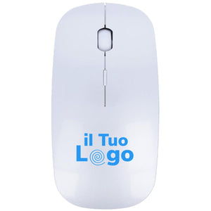 Mouse senza fili bianco - personalizzabile con logo