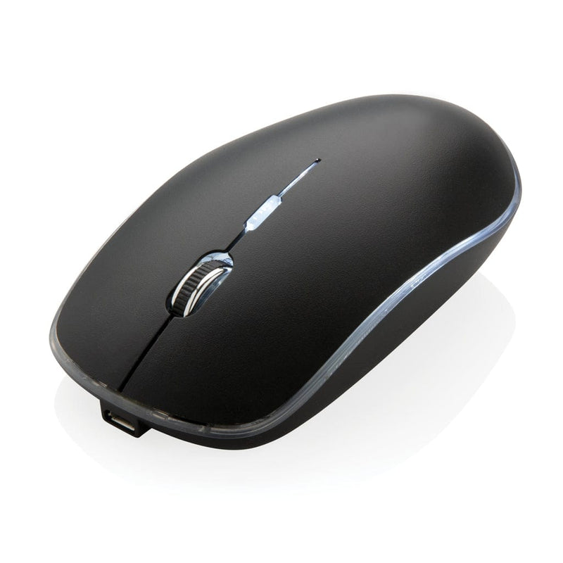 Mouse wireless con logo retroilluminato nero - personalizzabile con logo