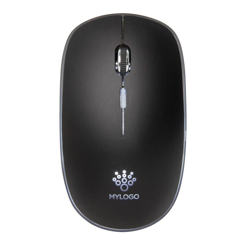 Mouse wireless con logo retroilluminato nero - personalizzabile con logo
