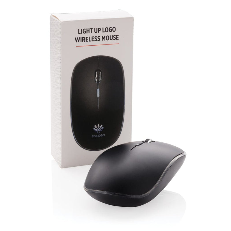 Mouse wireless con logo retroilluminato nero - personalizzabile con logo