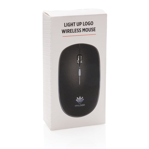 Mouse wireless con logo retroilluminato nero - personalizzabile con logo