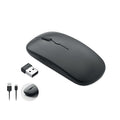 Mouse wireless ricaricabile Nero - personalizzabile con logo