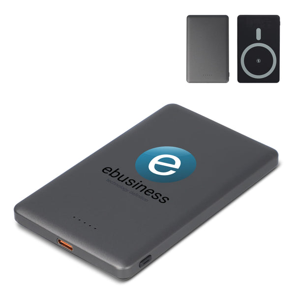 Nexus Wireless Powerbank compatibile con MagSafe R-ABS 5000 mAh Nero / grigio scuro - personalizzabile con logo
