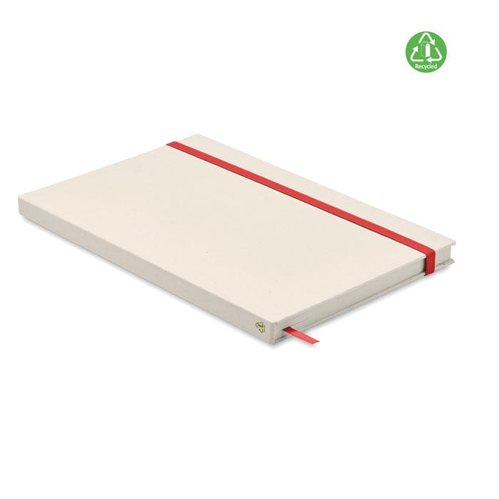 Notebook A5 cartone Recycled Milk rosso - personalizzabile con logo