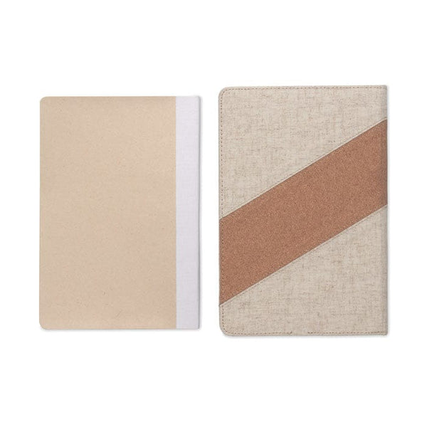 Notebook A5 con caricatore da 1 beige - personalizzabile con logo