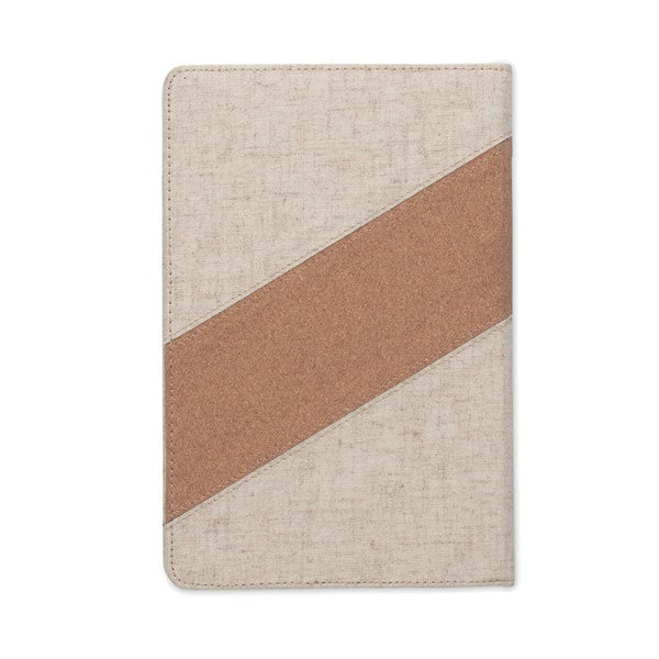 Notebook A5 con caricatore da 1 beige - personalizzabile con logo