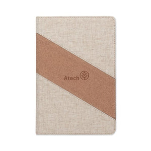 Notebook A5 con caricatore da 1 beige - personalizzabile con logo