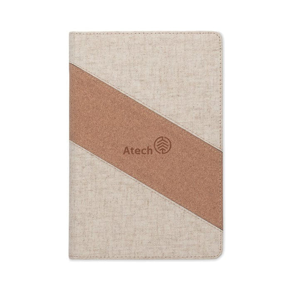 Notebook A5 con caricatore da 1 beige - personalizzabile con logo