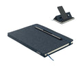 Notebook A5 con porta telefono blu navy - personalizzabile con logo
