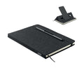 Notebook A5 con porta telefono Nero - personalizzabile con logo