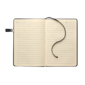 Notebook A5 con USB integrata Nero - personalizzabile con logo