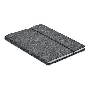 Notebook A5 feltro RPET grigio scuro - personalizzabile con logo