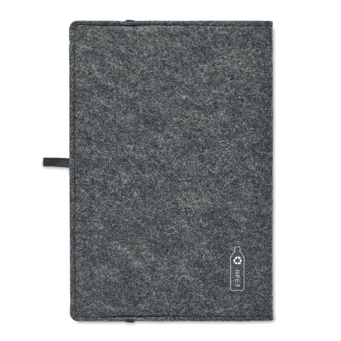 Notebook A5 feltro RPET grigio scuro - personalizzabile con logo