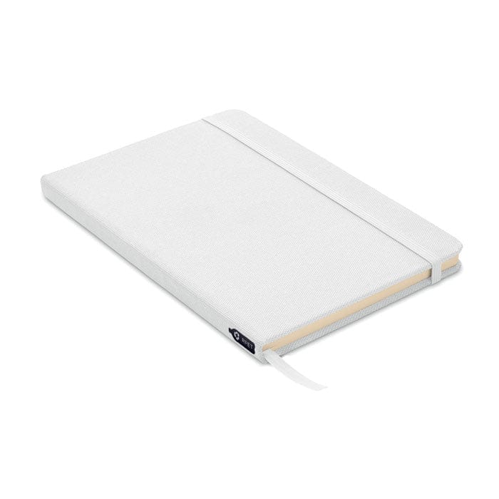 Notebook A5 in 600D RPET bianco - personalizzabile con logo