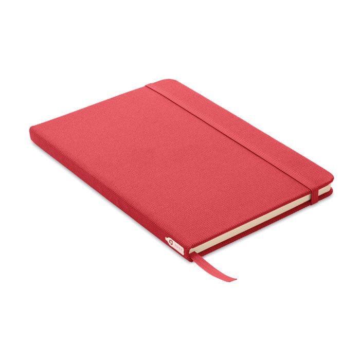 Notebook A5 in 600D RPET rosso - personalizzabile con logo