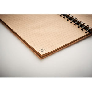 Notebook A5 in bamboo rilegato beige - personalizzabile con logo