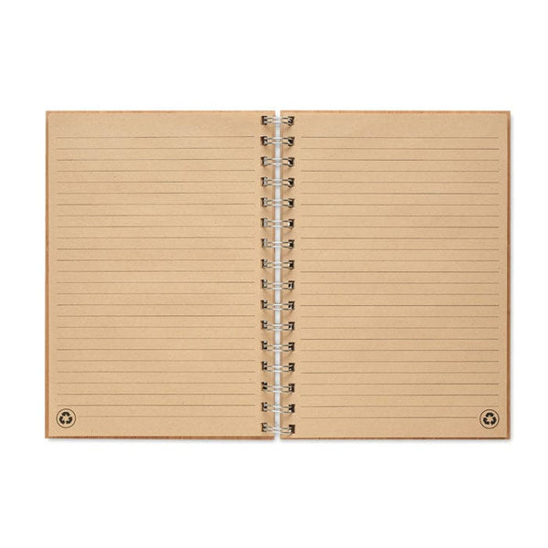 Notebook A5 in bamboo rilegato beige - personalizzabile con logo