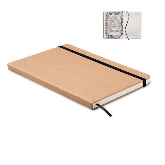 Notebook A5 in carta pietra beige - personalizzabile con logo