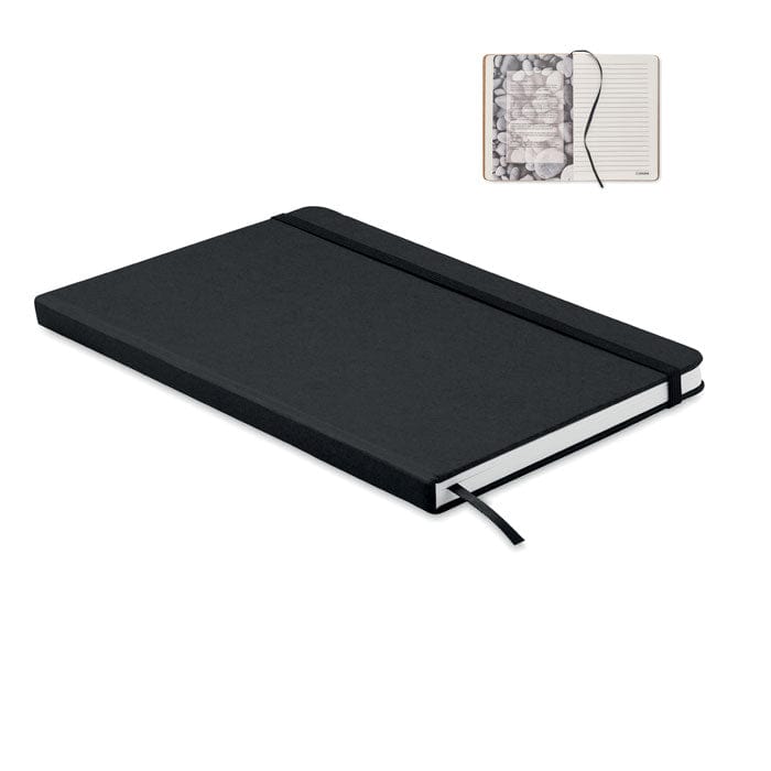Notebook A5 in carta pietra Nero - personalizzabile con logo