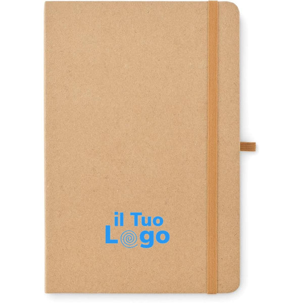 Notebook A5 in carta riciclata basic beige - personalizzabile con logo