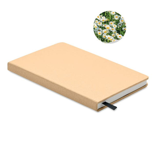Notebook A5 in carta riciclata beige - personalizzabile con logo