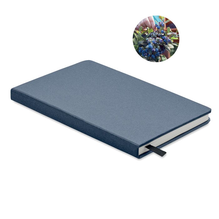 Notebook A5 in carta riciclata blu - personalizzabile con logo