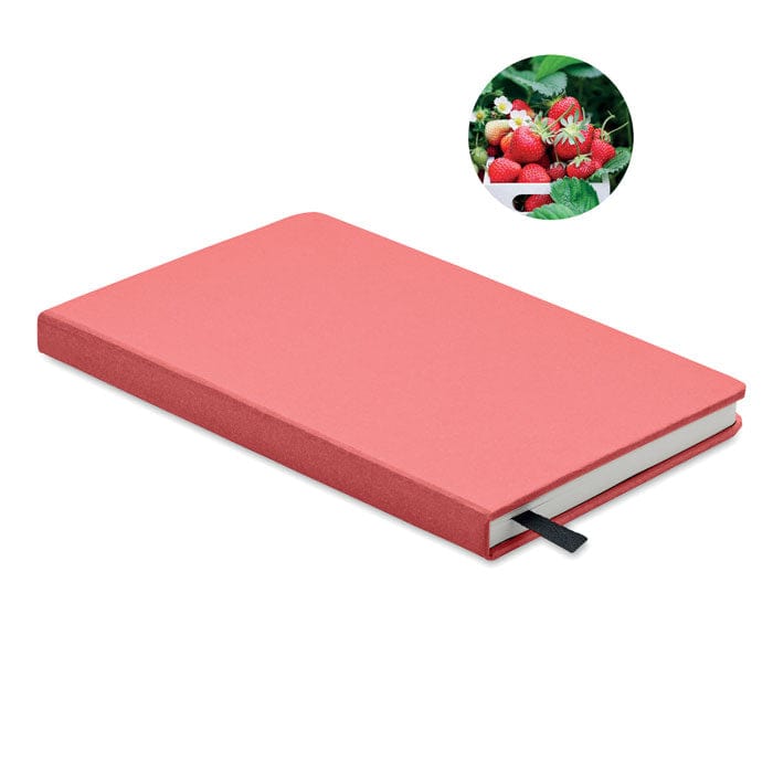 Notebook A5 in carta riciclata rosso - personalizzabile con logo