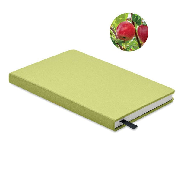 Notebook A5 in carta riciclata verde calce - personalizzabile con logo