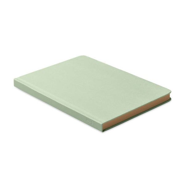 Notebook A5 in PLA verde calce - personalizzabile con logo