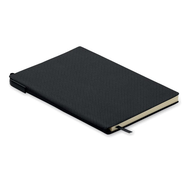 Notebook A5 in PU con penna Nero - personalizzabile con logo