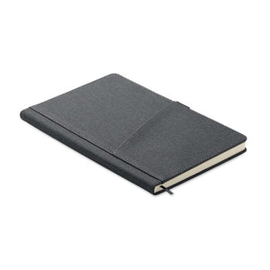 Notebook A5 in PU con tasca Grigio scuro - personalizzabile con logo